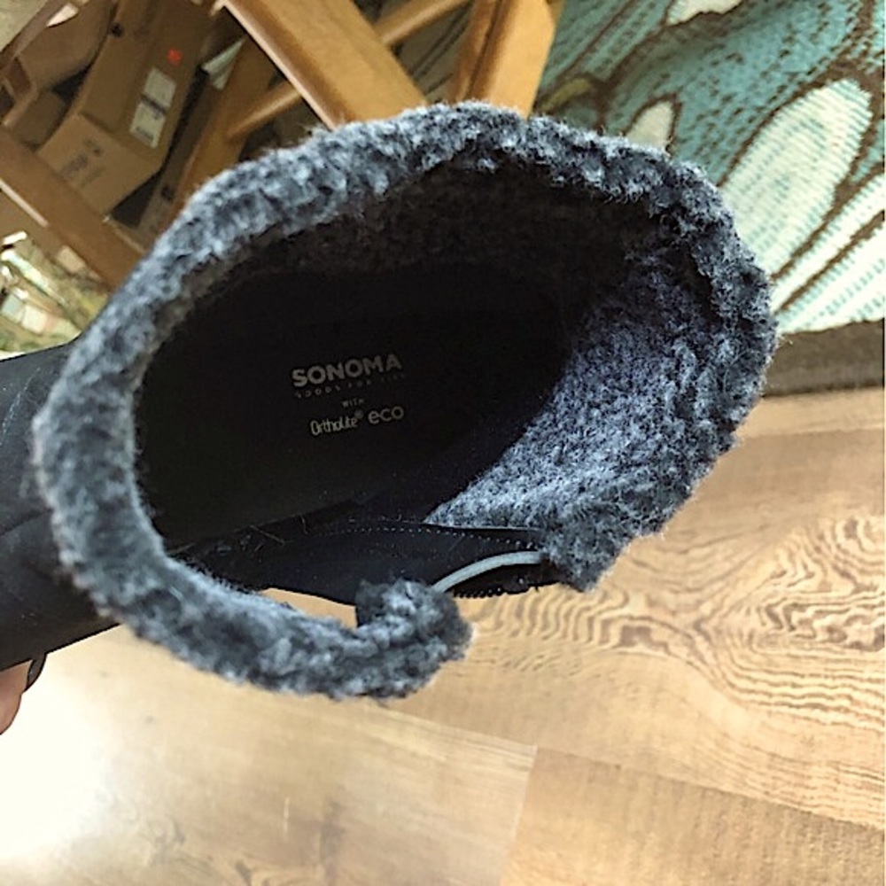 Sold-Sonoma Goods For Life Black Sherpa Lined Ankle Boots are NWT - Picture 5 of 12